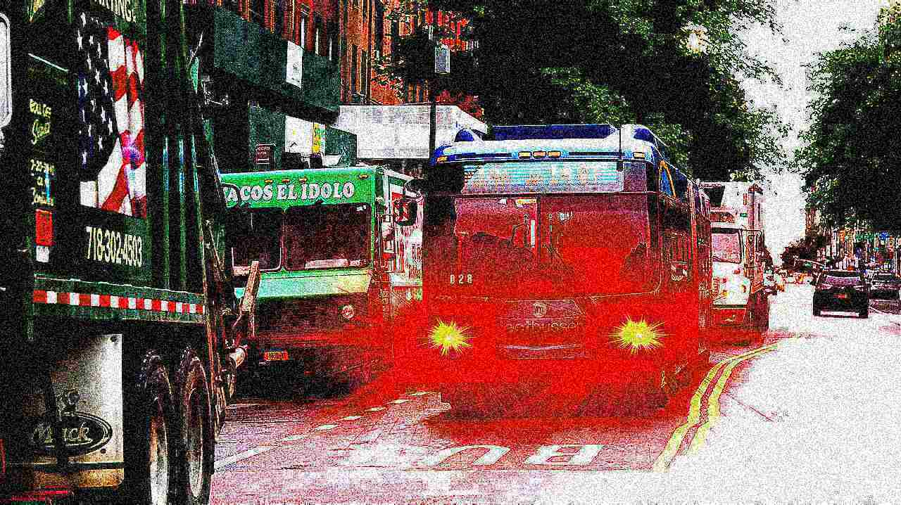 Pedestrians Flee 14th Street as Buses Overrun Lower Manhattan